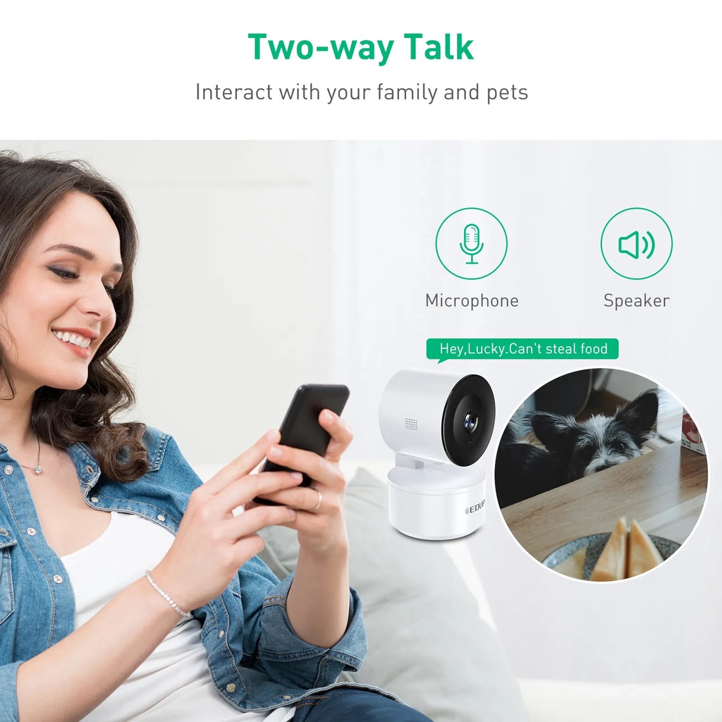 Camera Wifi thông minh EDUP Model Number : EH-1080P15. Đàm thoại 2 chiều, Cảnh báo khi có người lạ đột nhập