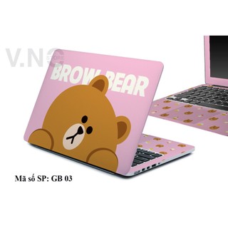 Decal dán laptop VNO SKIN GẤU NÂU các dòng máy laptop