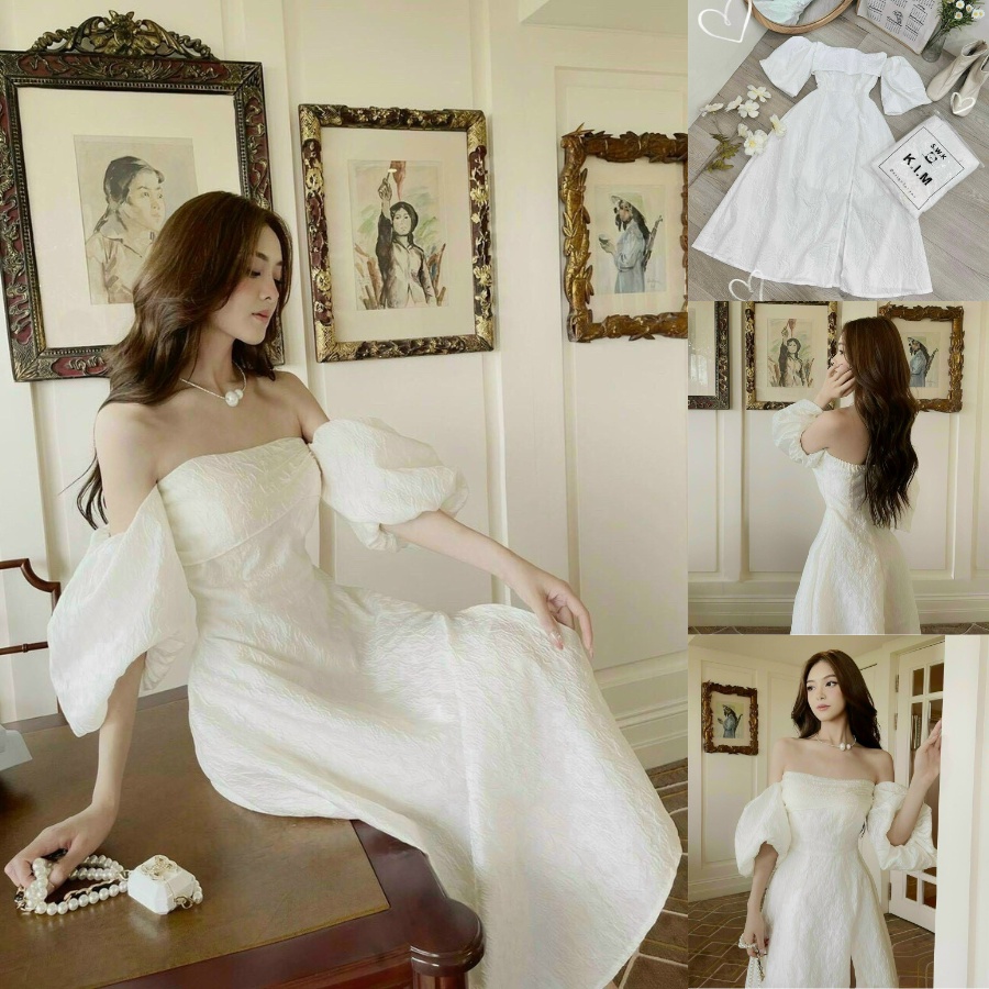 Maxi Đi Biển Dự Tiệc,Đầm Gấm Cúp Ngực Tay Phồng ,Váy Thiết Kế Dáng Xoè Tinh Tế Sang Chảnh Thời Trang Cao Cấp [MJP]