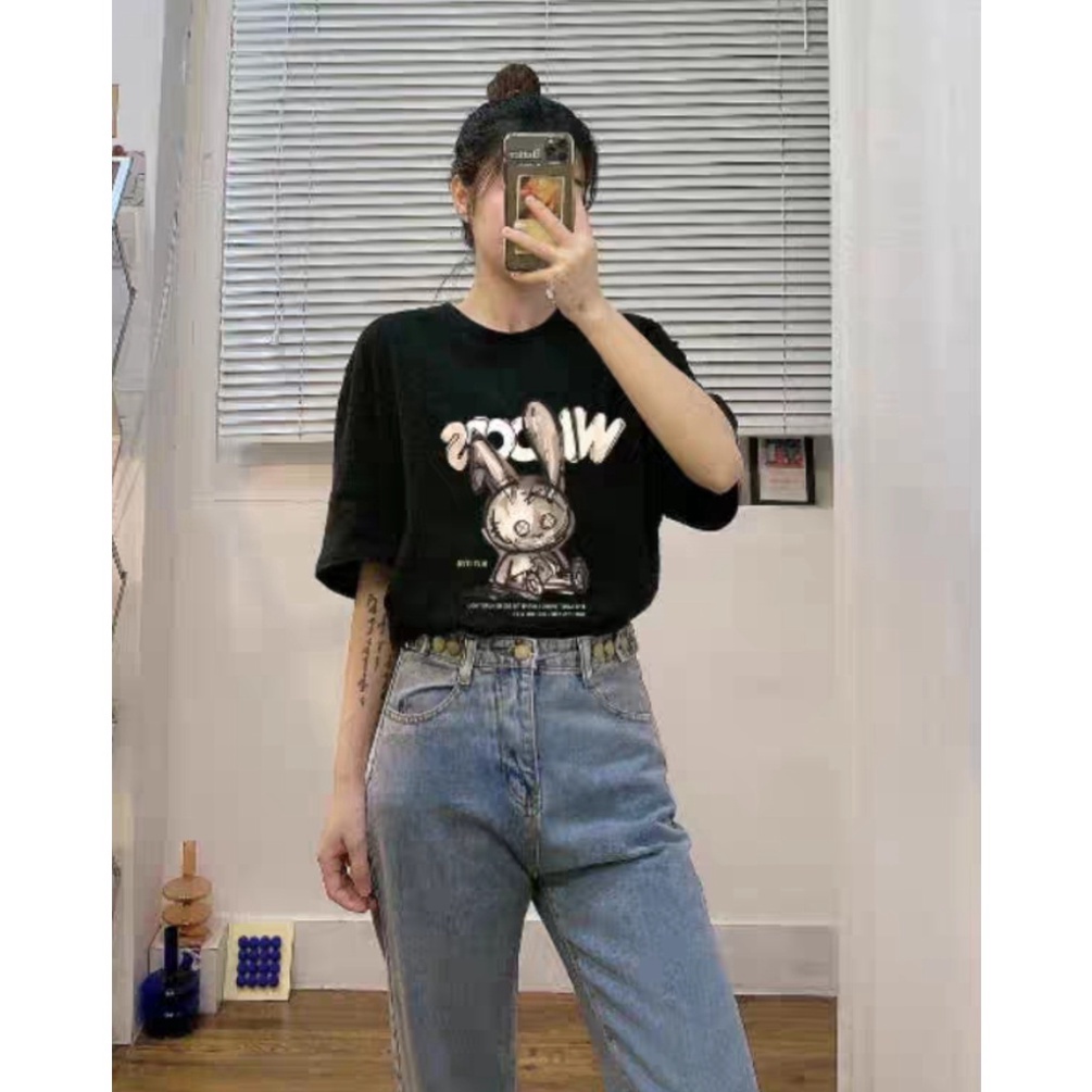 Áo Thun giới tính Form Rộng Tay Lỡ Unisex áo cộc cổ hình tròn Basic Overisze BUNNY WIOOPS mới nhất 2023_G07 | BigBuy360 - bigbuy360.vn