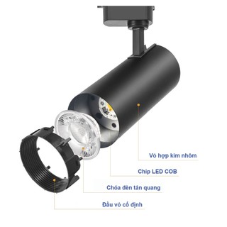 Combo 3 Đèn Led rọi ray ống bơ 3W HL Studio (tặng thanh ray 1 mét)