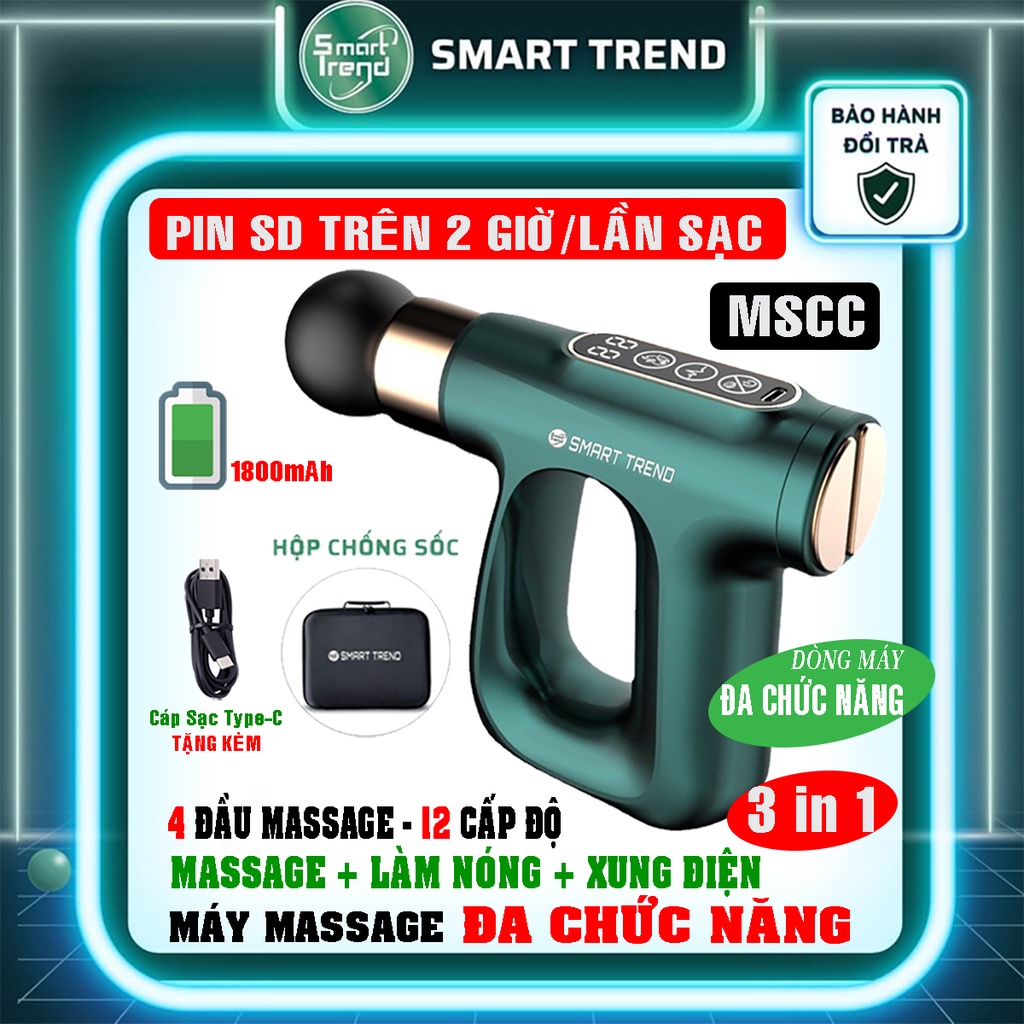Máy massage cầm tay 3 in 1 Smart Trend MSCC | Dòng máy đa chức năng "Massage + Chườm Nóng + Xung Điện"