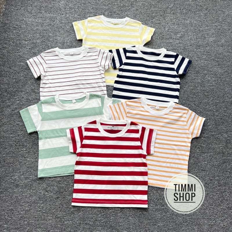 Áo Phông Cộc Tay Muji Xuất Nhật Áo Bé Trai Bé Gái Kẻ xịn xò sz 80-150 (link 1)