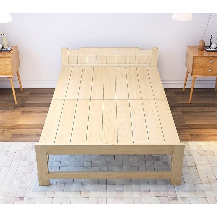 Giường xếp gỗ thông rộng 60cm kèm nệm - giường gấp gọn, giường xếp thông minh, giường gỗ thông gấp gọn