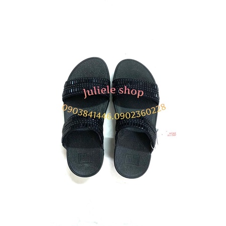 Dép fitflop 2 quai ngang hạt đá đen