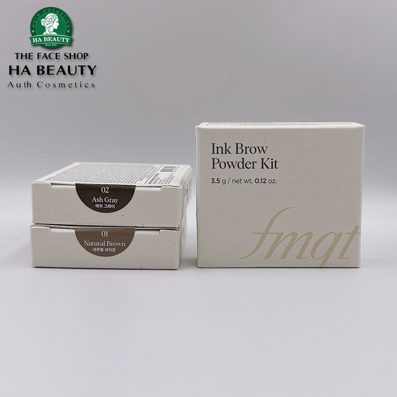 Bột kẻ mày 3 màu Thuần Chay bền màu Lâu trôi The Face Shop fmgt Ink Brow Powder Kit 3.5g