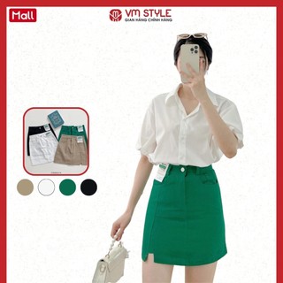 Chân váy nữ vmstyle dáng ngắn xẻ bên trước nút lệch 6661 cvn00022