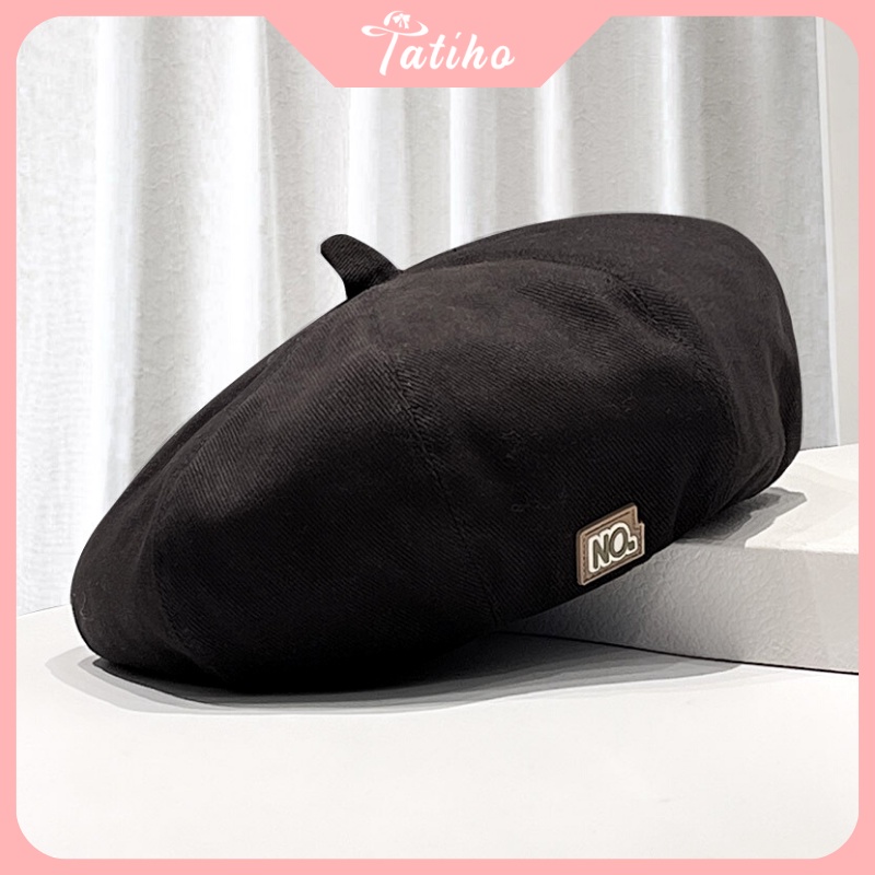 Nón nồi unisex nam nữ, mũ beret chất Cotton họa tiết trơn đen nâu be phong cách Hàn Quốc thời trang basic - mã NV063