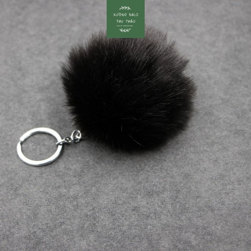 Móc khóa treo balo, móc khóa treo xe cục bông xù xinh