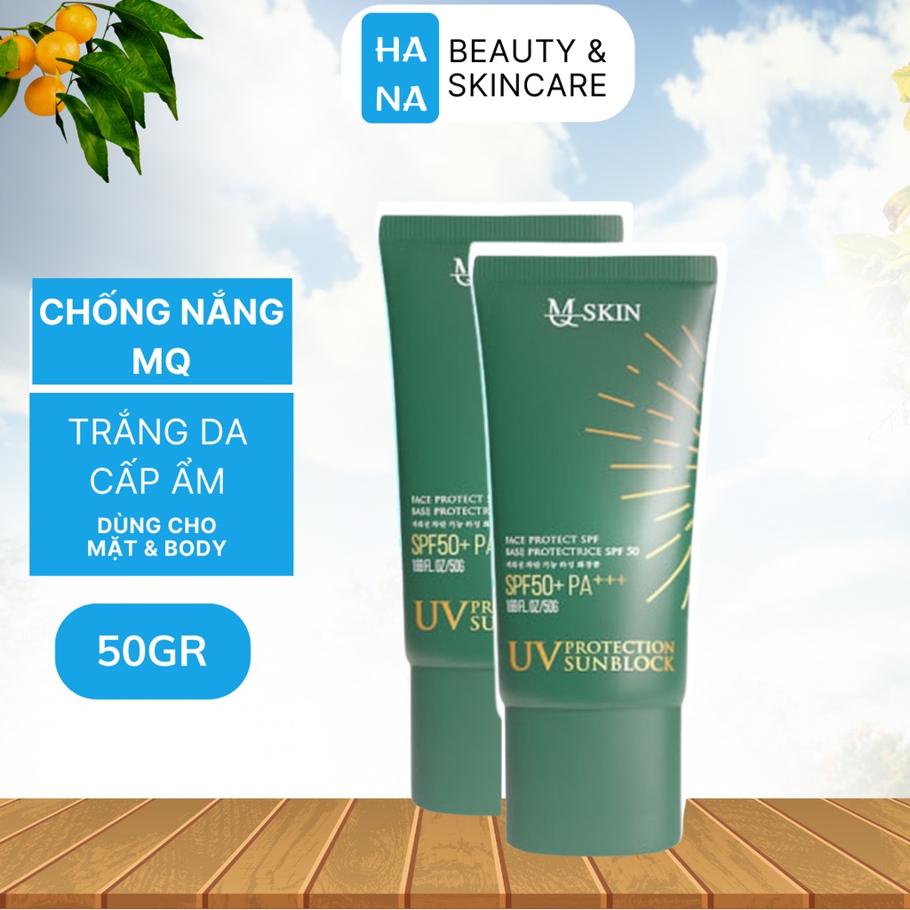 Kem Chống Nắng Body Và Mặt M.q Skin 50gr – KAMI - Cấp Ẩm Dưỡng Trắng Da - Lâu Trôi Kháng Nước – HANA