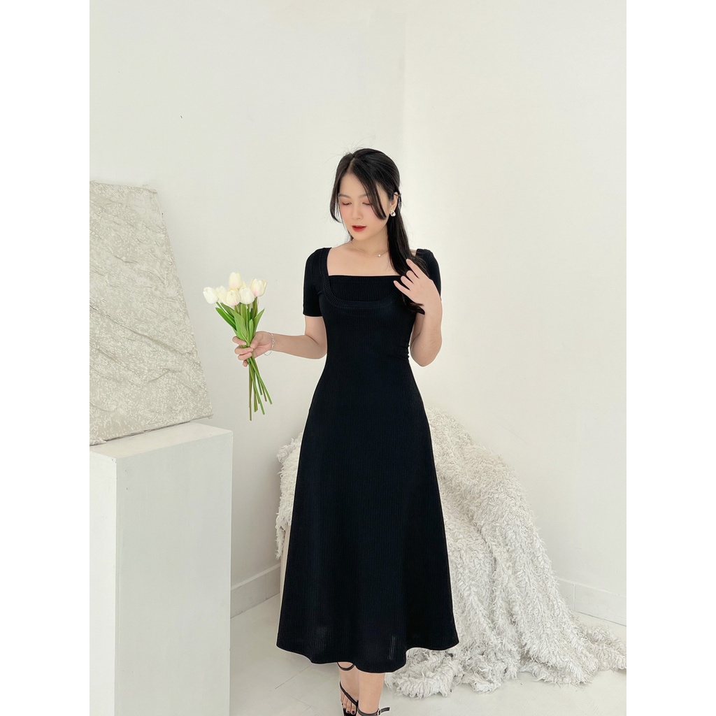 Đầm Nữ Dài Dáng Xòe Cổ Vuông Tay Ngắn GADA DRESS - GOÛT DE JUN