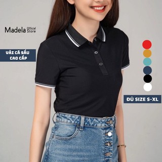 Áo Thun Polo Nữ Ngắn Tay Trơn Vải Cá Sấu Mềm Mịn, Áo Polo Trơn Ngắn Tay Nữ Cơ Bản Madela Thời Trang Công Sở