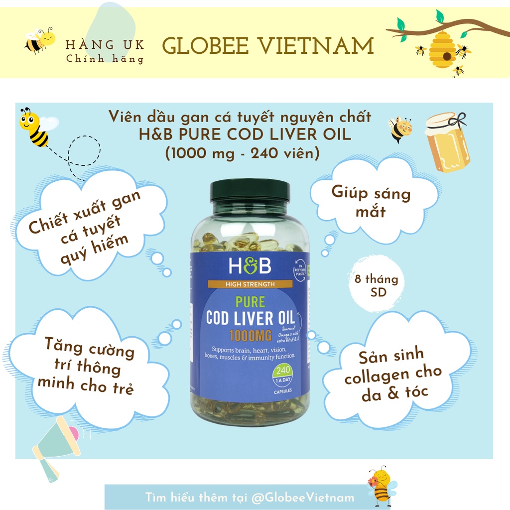 Viên uống dầu gan cá tuyết bổ sung omega 3 - 240 viên (Bill Anh)
