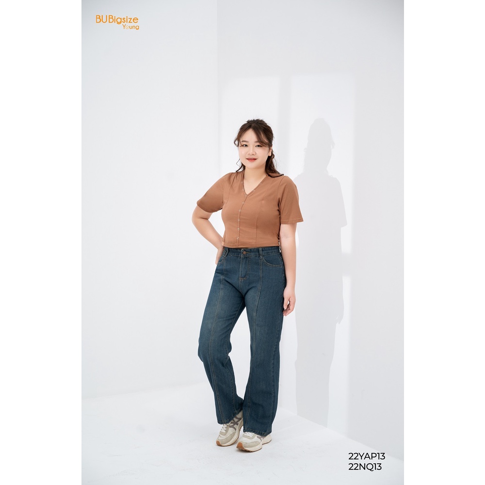 Quần jean suông trần chỉ BIGSIZE (55kg đến 95kg) - 22NQ13 - [BU Bigsize Young]