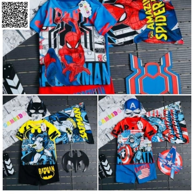 Bộ Samkids in hình nhện , người dơi, đội trưởng mỹ mới nhất 2023 - SAH23