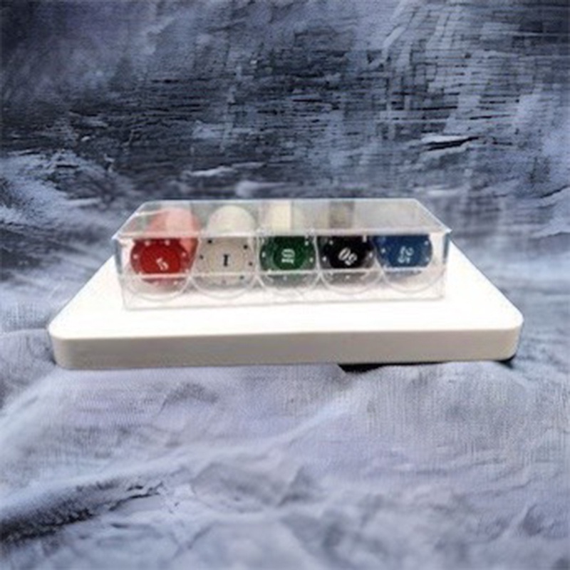 Hộp phỉnh Poker 100 chip có số màu sắc tươi sáng hình ành sắc nét có khay nhựa đi kèm