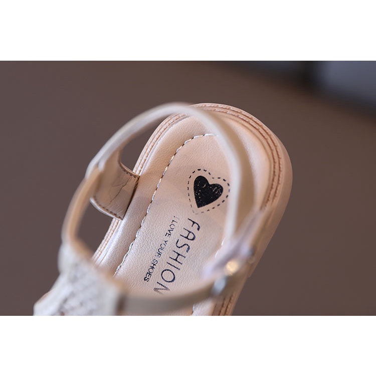 Sandal- dép bé gái quai hậu phối lưới phong cách thời trang