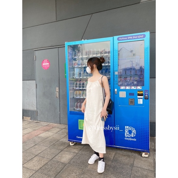 Váy 2 dây linen rút lưng - Sii