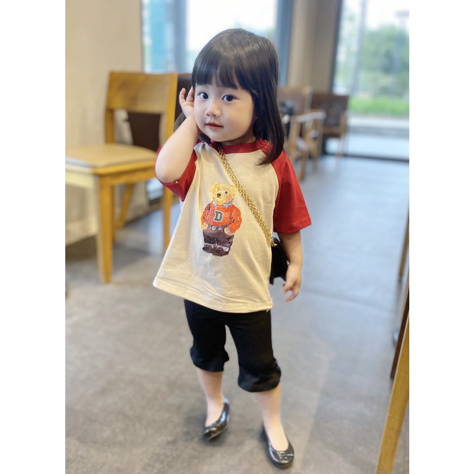 SÉT 2 ÁO COTTON IN GẤU BÉ GÁI, TRAI