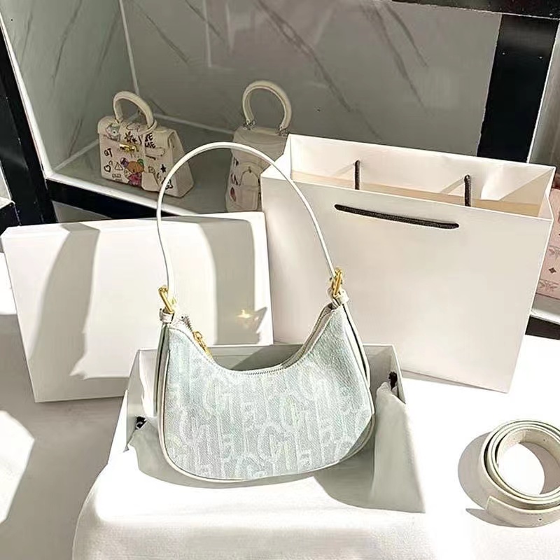 Túi kẹp nách nữ túi xách da PU canvas đeo dưới cánh tay phong cách Hong Kong retro mùa xuân hè 2022