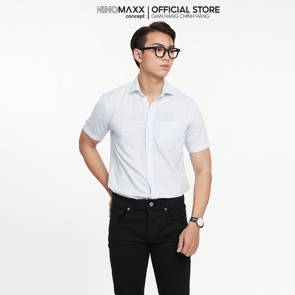 NINOMAXX Áo sơ mi Nam cotton tay ngắn form slim Fit 2205046