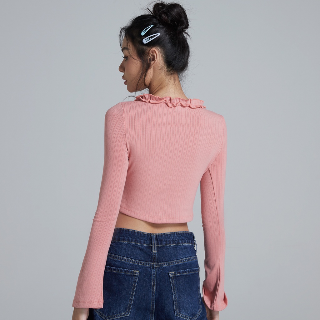 Áo Maybi croptop ôm thun bèo cột nơ