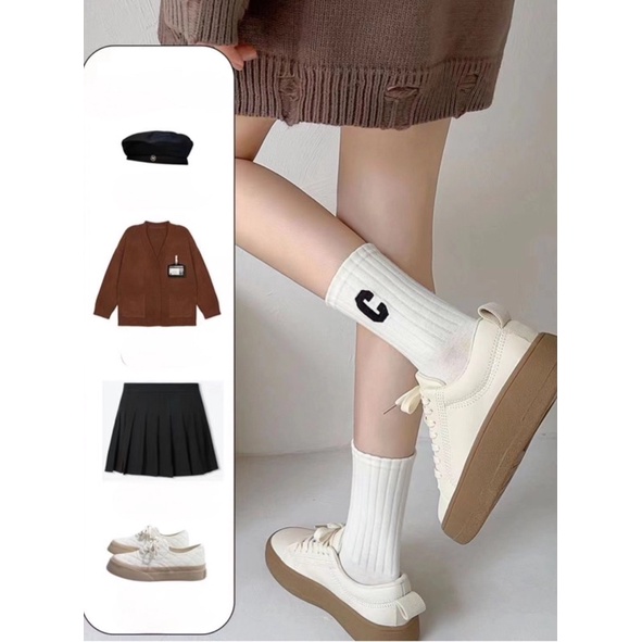 Vớ tất cổ cao 🍯 tone nâu Vintage C 🍪