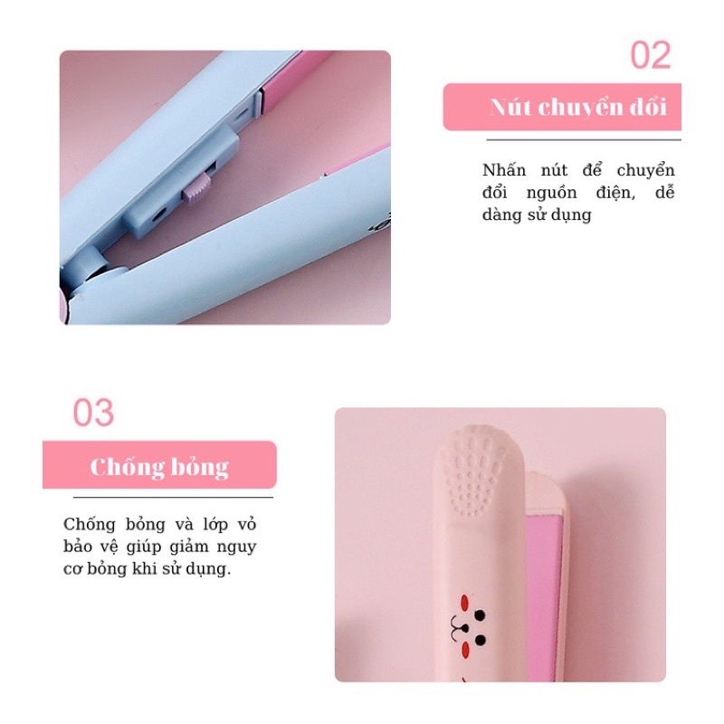 Máy là tóc mini cao cấp nóng nhanh dễ dàng tự ép tóc tại nhà