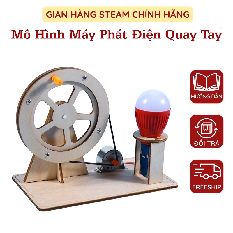 Đồ Chơi Trẻ Em Lắp Ráp Mô Hình Máy Phát Điện Quay Tay Thí Nghiệm Vật Lý DIY