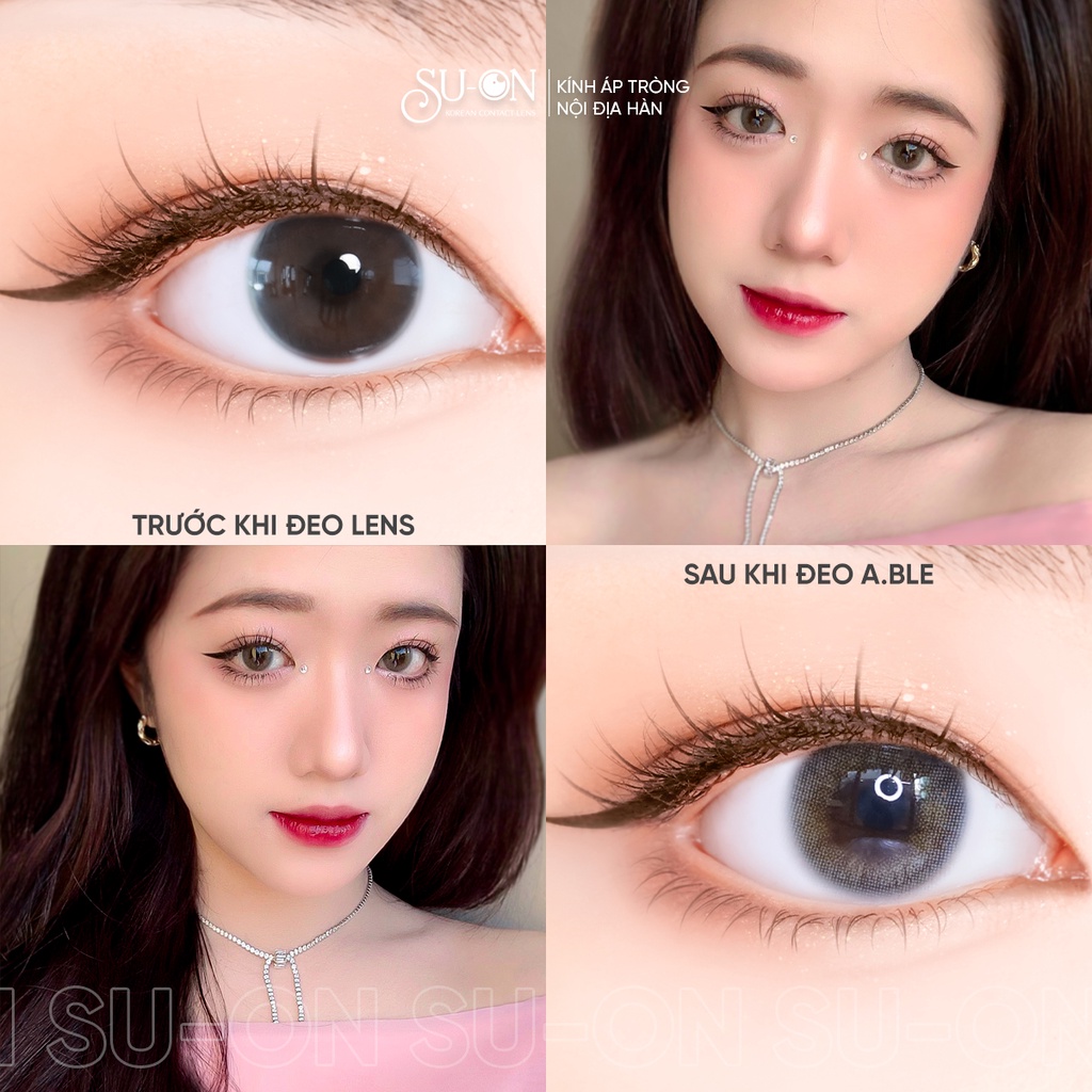 Lens 1 ngày và 6 tháng Olola A.Ble Gray xám xanh ngọc tự nhiên, kính áp tròng Hàn Quốc chính hãng 14.2mm, siêu êm và mềm