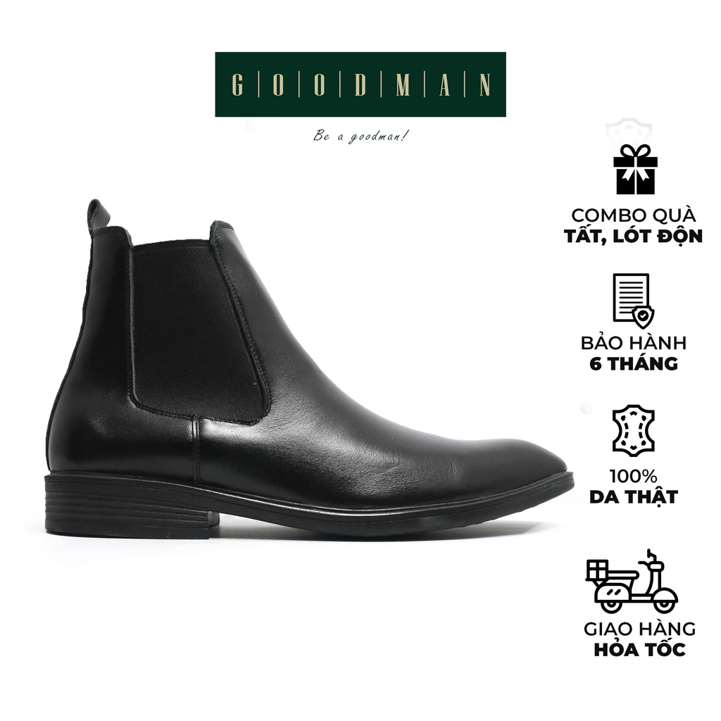 Giày tây tăng chiều cao da bò nappa cao cấp GOODMAN Chelsea boot classic GM CBC-Đ