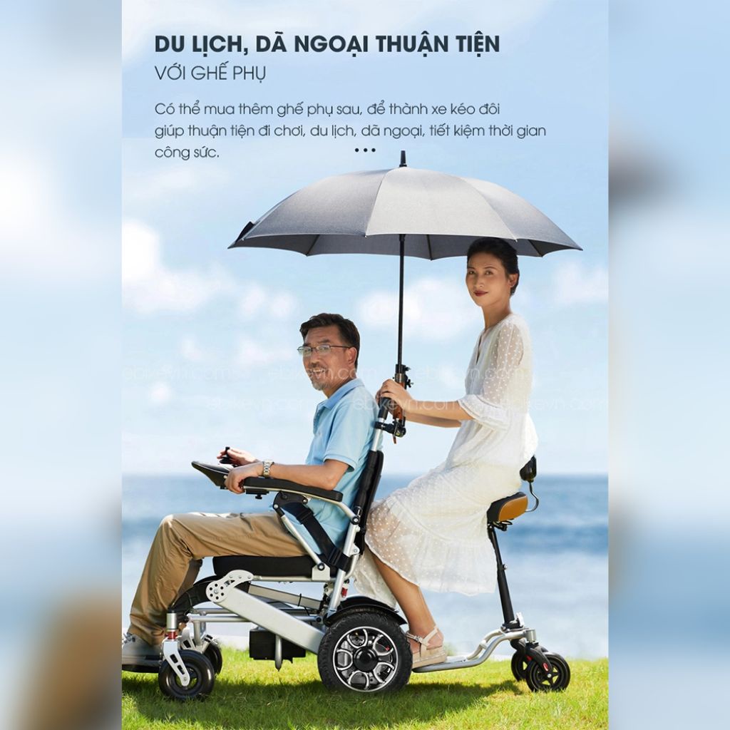 Xe lăn điện gấp gọn, điều chỉnh từ xa HWS488 Ebikevn HWS488170223
