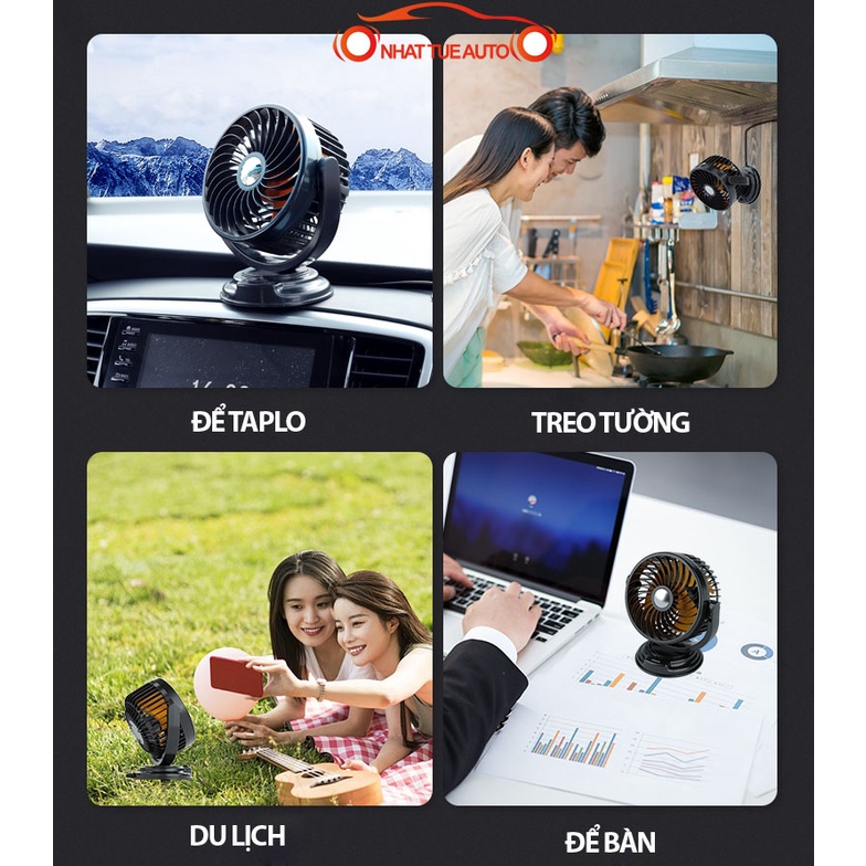 QUẠT Ô TÔ, QUẠT ĐƠN ĐIỀU HÒA ĐỂ TAPLO, TREO TƯỜNG ĐA NĂNG, QUẠT MINI 5V/12V/24V