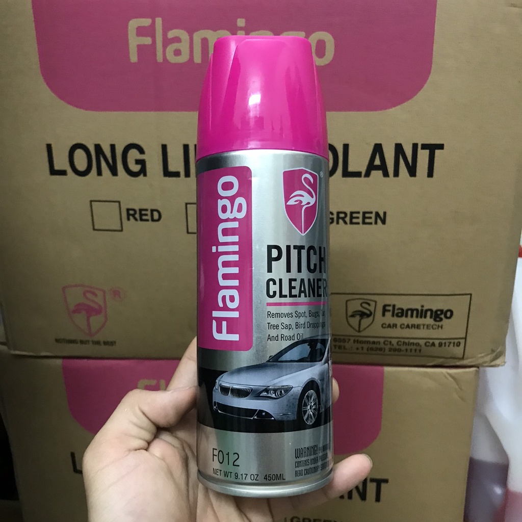 Bình Xịt Tẩy Nhựa Đường Flamingo F012 450ml - Sáng Bóng Như Mới - Hãng Phân Phối Chính Thức