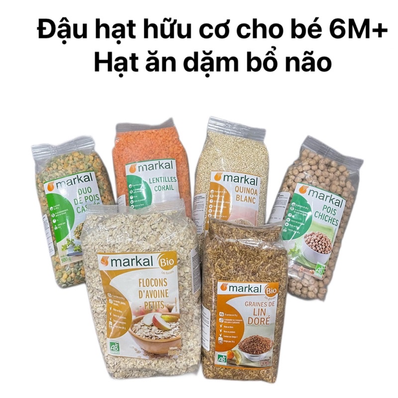 Đậu hạt hữu cơ dinh dưỡng cho bé từ 6M+ , Quinoa, kê , diêm mạch, táo đỏ Markal