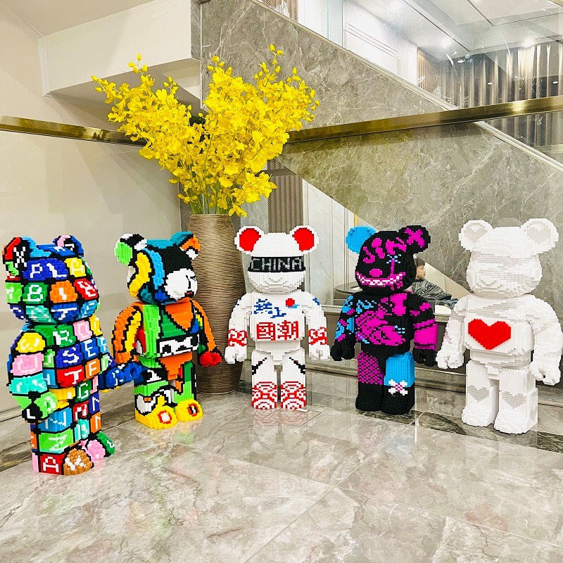 Đồ Chơi Lắp Ghép Le.go Gấu Bearbrick Nhiều Kích Thước 36 - 45 - 55Cm, Le.go 3D Nhân Vật Hoạt Hình, Decor, Đồ Chơi Lắp Ráp