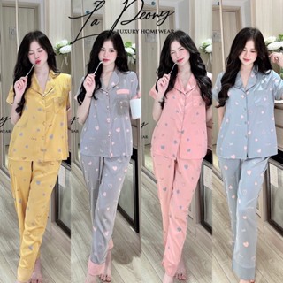 bộ lụa ngắn tay hãng sam choco áo ngắn tay quần dài bộ mặc nhà đẹp bộ pijama cao cấp