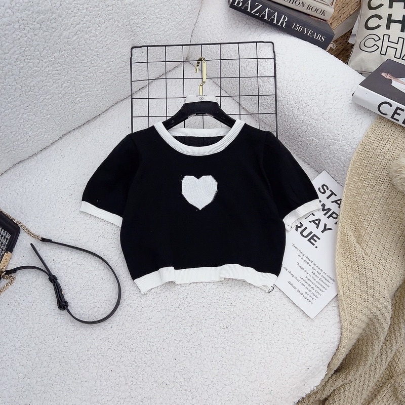 Áo Len Mongtoghi Tim Phối Màu Dáng Croptop Mã TH11