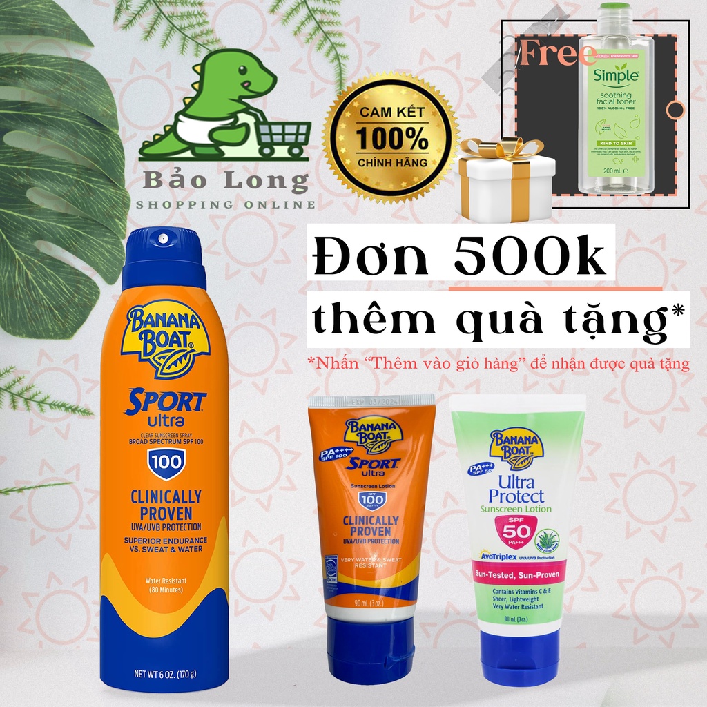 Kem Chống Nắng Chất Lượng Cao Banana Boat Sport SPF100/SPF50.