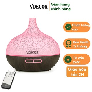 Máy Khuếch Tán Tinh Dầu Siêu Âm Vân Gỗ Cao Cấp Hình Giọt Nước Dung Tích 500ml