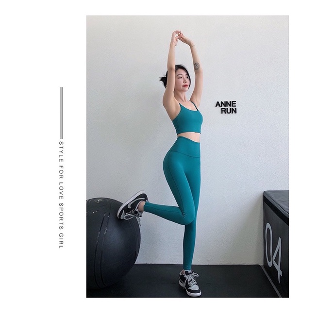 M.13 Bộ quần áo tập gym và yoga áo 2 dây + quần nâng mông cao cấp siêu thấm hút mồ hôi hàng quảng châu Co giãn 4 chiều