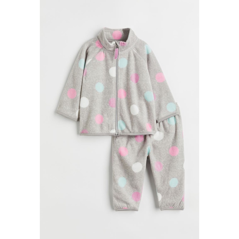 Set quần áo nỉ giữ nhiệt fleece chấm bi HM H&M_hàng chính hãng authentic