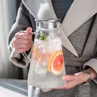 Bình nước detox, bình trà thuỷ tinh chịu nhiệt cao cấp nắp inox 1800ml, ly/ cốc thuỷ tinh