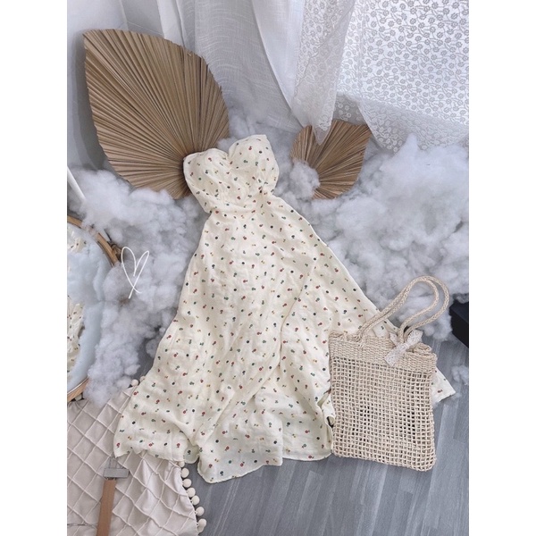 ĐẦM MIDI CUP NGỰC IN HOA