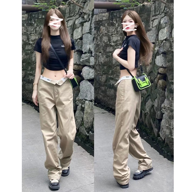 Ethelgirl Áo Croptop Tay Ngắn Cổ Tròn Thiết Kế Xếp Ly Quyến Rũ