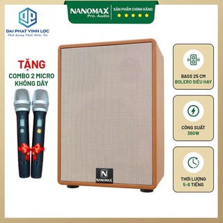 Loa kéo karaoke công suất lớn 360w| loa kéo bluetooth xách tay nanomax k-50 bass đôi 25 tặng 2 mic