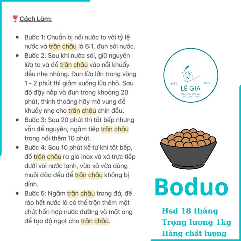 Trân châu đen Boduo ngon dẻo gói 1kg