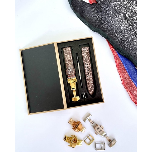 Dây đồng hồ da cá đuối TháiLan mài bóng đủ các size 10-28mm