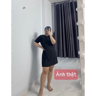 [ BIGSIZE TRÊN 55KG ] ĐẦM ĐEN TRƠN BASIC thun cotton bigsize nữ