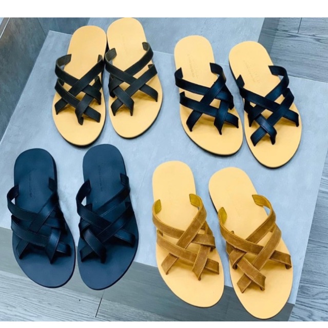Dép Sandal Dép Quai Chéo Da Bò Thật Không Thấm Nước Phù Hợp Mọi Lứa Tuổi cheosg11